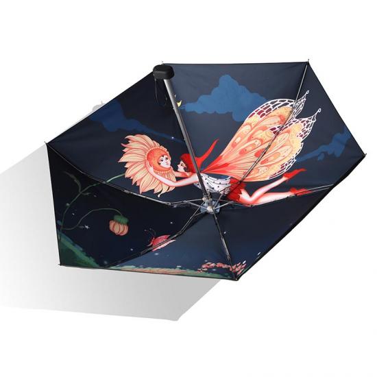 Dibujos animados A prueba de viento Paraguas plegable en todos los paneles de impresión 6