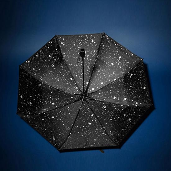 Paraguas de lluvia de sol plegable de viaje al aire libre con impresión de cielo estrellado
