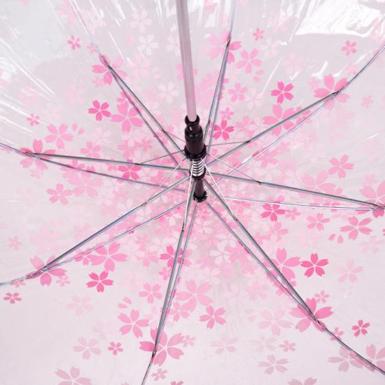 Paraguas transparente floral de mango largo recto