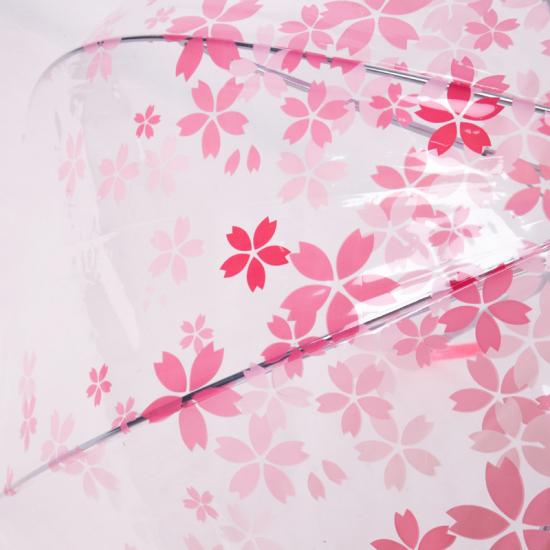 Paraguas transparente floral de mango largo recto