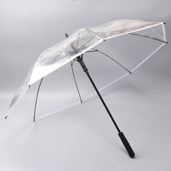 Promoción de golf recta personalizada Borrar paraguas de lluvia transparente