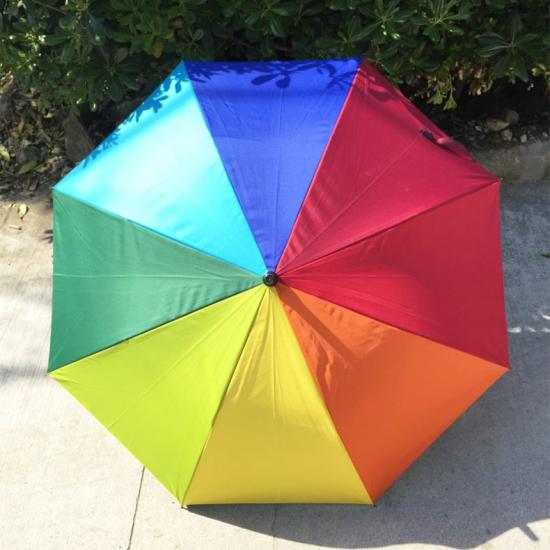 Paraguas automático de mango largo de arco iris grande