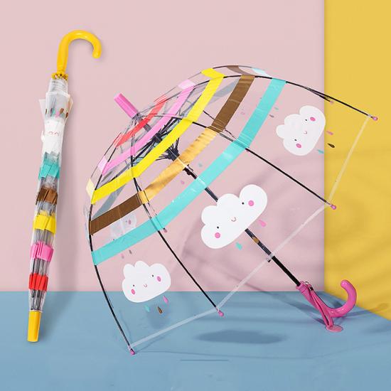 Paraguas automático portátil de mango largo transparente para niños