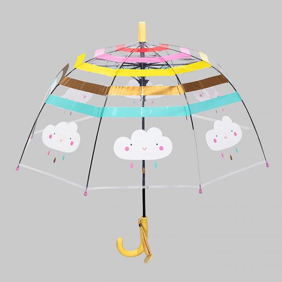 Paraguas automático portátil de mango largo transparente para niños