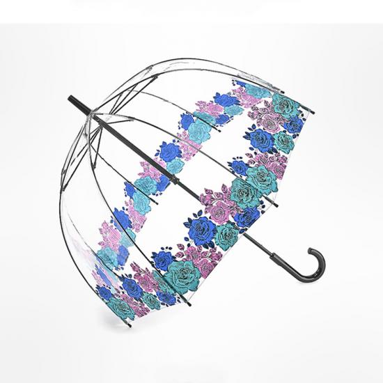 Paraguas de jaula transparente con mango recto manual