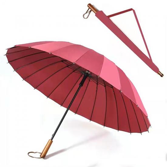 Paraguas de golf de gran tamaño de 24 varillas con mango de madera