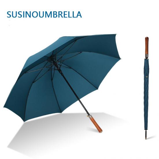 Paraguas de golf de mango largo grande de madera para publicidad
